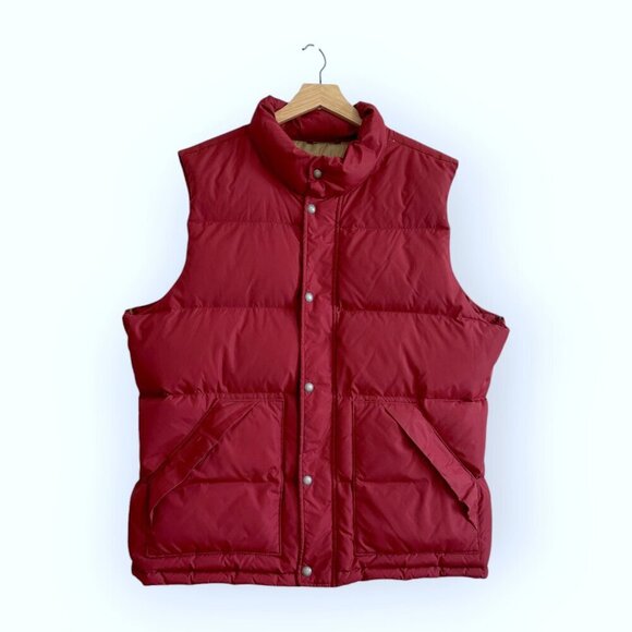 Lands End Men's Large Down Puffer Vest, Quilted Snap/Full Zip 600 Fill. Red - Picture 1 of 11